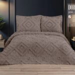 Покривало жакардове з наволочками KC Home Dora 260x260 см Kahve