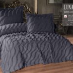 Покривало жакардове з наволочками KC Home Luna 260x260 см Antrasit