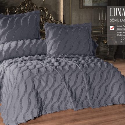 Покривало жакардове з наволочками KC Home Luna 260x260 см K.Gri