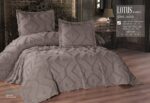 Покривало жакардове з наволочками KC Home Lotus 260x260 см Kahve