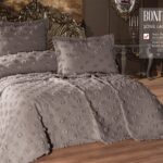 Покривало жакардове з наволочками KC Home Bonita 260x260 см Kahve