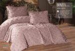 Покривало жакардове з наволочками KC Home Bonita 260x260 см Pudra