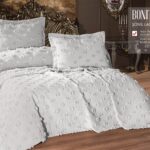 Покривало жакардове з наволочками KC Home Bonita 260x260 см Krem