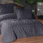 Покривало жакардове з наволочками KC Home Ametis 260x260 см Antrasit