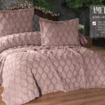 Покривало жакардове з наволочками KC Home Ametis 260x260 см Pudra