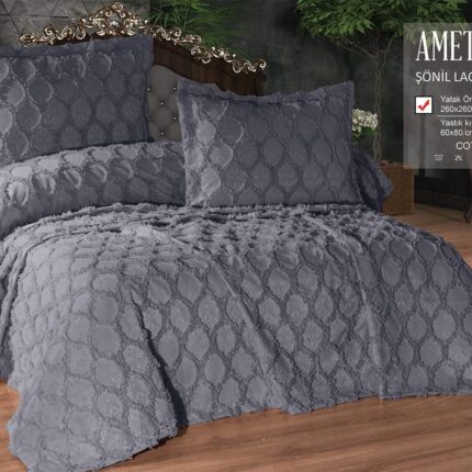Покривало жакардове з наволочками KC Home Ametis 260x260 см K.Gri