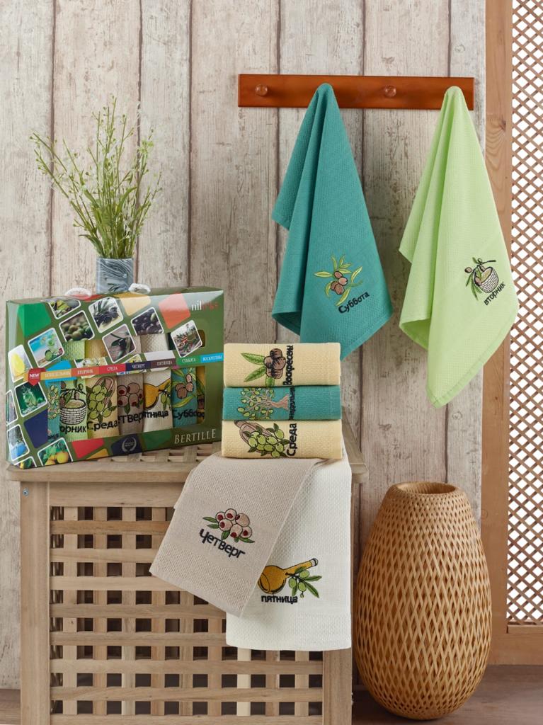 Набір кухонних вафельних рушників Nilteks Bertille Olive 40x60 см 7шт купити. Набір кухонних вафельних рушників Nilteks Bertille Olive 40x60 см 7шт купити.