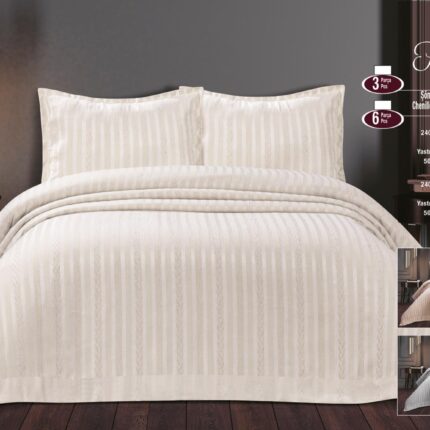 Жакардове покривало з наволочками Maison Royale Farah 240x260 см кремове