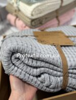 Вафельне покривало піке NILhome 200x220 см сіре — изображение 3