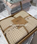 Вафельне покривало піке NILhome 200x220 см бежеве - Зображення 3