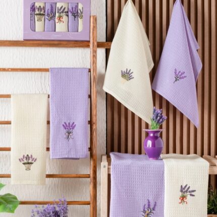 Набір вафельних кухонних рушників Nilteks Ucuz Lavender V2 40x60 см 6шт купити.
