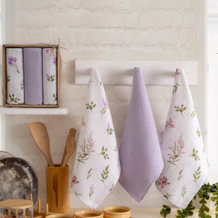 Набір кухонних вафельних рушників Nilteks Naomi Lavender 40x60 см 3шт купити.