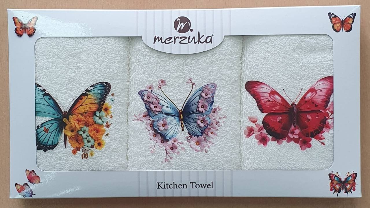 Набір махрових рушників для кухні Merzuka Butterflies 30x50 см 3шт купити. Набір махрових рушників для кухні Merzuka Butterflies 30x50 см 3шт купити.