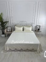 Жакардове покривало з наволочками Maison Royale Nigar 240x260 см кремове — изображение 2