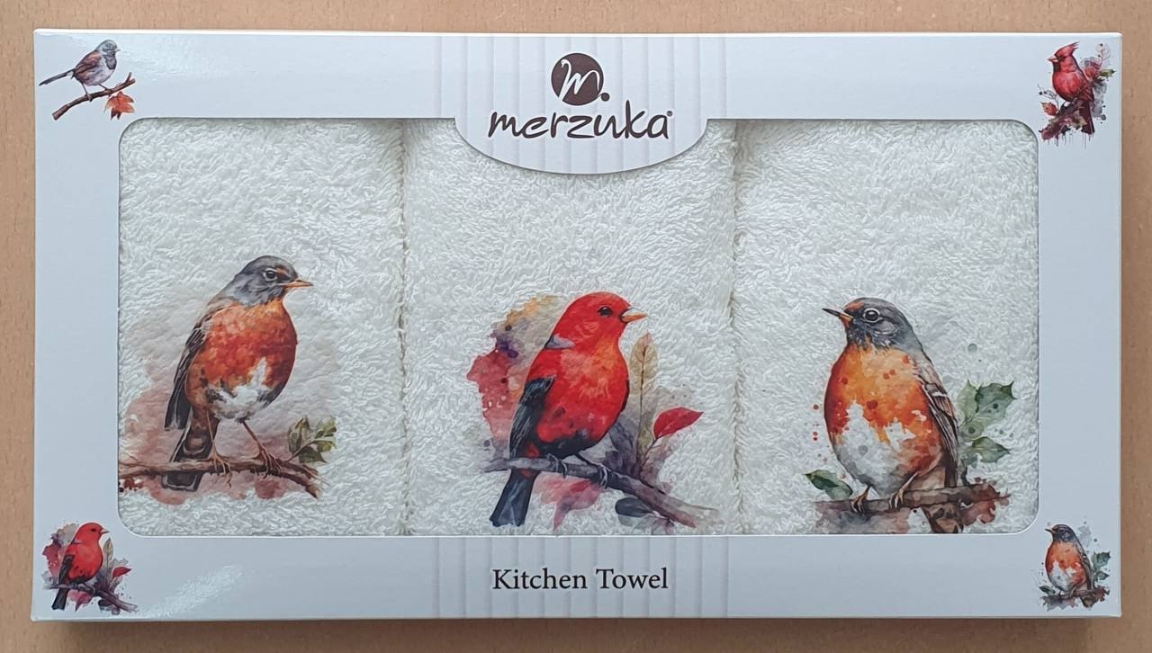 Набір махрових рушників для кухні Merzuka Birds 30x50 см 3шт купити. Набір махрових рушників для кухні Merzuka Birds 30x50 см 3шт купити.