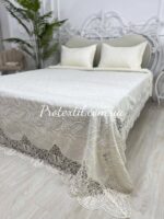 Жакардове покривало з наволочками Maison Royale Nigar 240x260 см кремове — изображение 3
