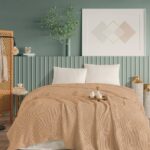 Літнє вафельне покривало піке NILhome Perla diamond 220x240 см бежевий