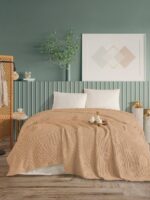 Літнє вафельне покривало піке NILhome Perla diamond 220x240 см бежевий
