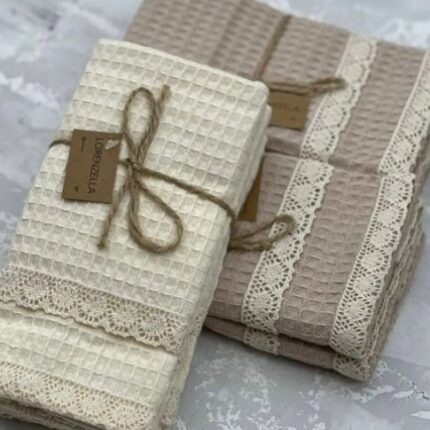 Вафельні кухонні рушники з мережевом Lorenzella Beige 40x60 см 6шт купити.