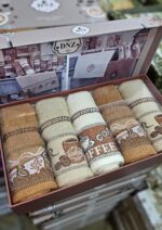 Набір кухонних махрових рушників DNZ Coffee 40x60 см 5шт - Зображення 3