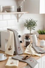 Набір вафельних кухонних рушників Nilteks Ucuz Coffee V2 40x60 см 6шт - Зображення 2