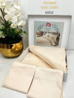 Двоспальний King Size комплект TAC Premium Basic Cream Сатин-Stripe - Зображення 2