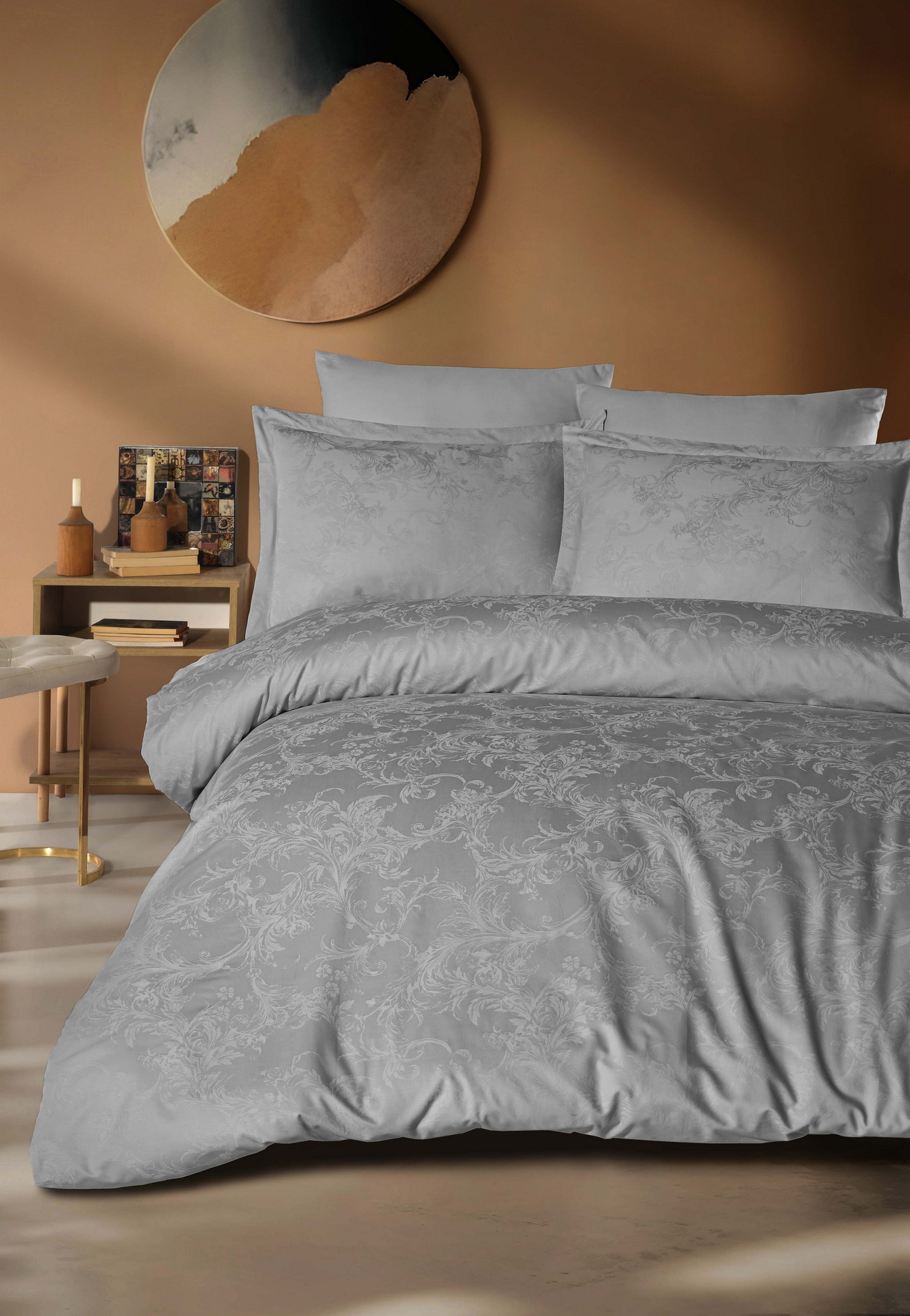 Комплект постільної білизни Saheser Delux Jacquard 300 TC Celesta Gri Євро купити Комплект постільної білизни Saheser Delux Jacquard 300 TC Celesta Gri Євро купити