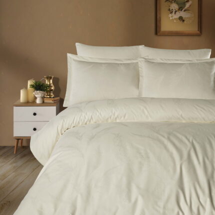 Комплект постільної білизни Saheser Delux Jacquard 300 TC Hazel Krem Євро купити