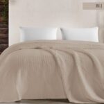 Вафельне покривало NILhome Waffle Deluxe Pique 200x220 см кава