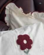 Сімейний комплект постільної білизни Saheser Stonewashed Florita Maroon - Зображення 4