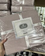 Вафельне покривало-піке з мереживом DO&CO 220х240 см Kahve - Зображення 4