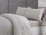 Комплект постільної білизни з простирадлом на резинці Maison D'or Spring Grey євро