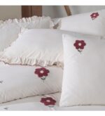 Сімейний комплект постільної білизни Saheser Stonewashed Florita Maroon - Зображення 2