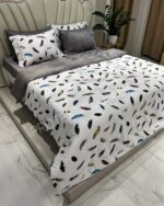 Комплект постільної білизни сатин Maison D'or Pulume Volante Antracite Сімейний - Зображення 6