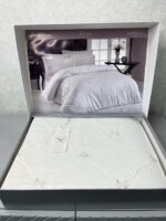 Комплект постільної білизни люкс сатин Maison D'or Juanna Ecru Salmon Євро — изображение 4