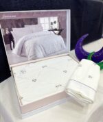 Комплект постільної білизни люкс сатин Maison D'or Juanna Ecru-Dark Lilac Євро — изображение 3