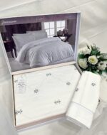 Комплект постільної білизни люкс сатин Maison D'or Juanna Ecru-Lilac Євро — изображение 3