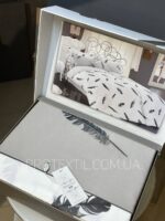Комплект постільної білизни сатин Maison D'or Plumes Grey Євро - Зображення 4