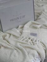 Вафельне плед покривало Maison D'or Emeline Cream 180x240 см - Зображення 4