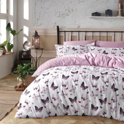Комплект постільної білизни сатин Maison D'or Butterfly Valley Dark Lilac Євро купити