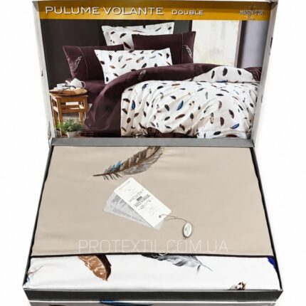 Комплект постільної білизни сатин Maison D'or Pulume Volante Beige Сімейний купити
