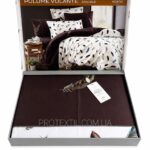 Комплект постільної білизни сатин Maison D'or Pulume Volante Brown Сімейний купити