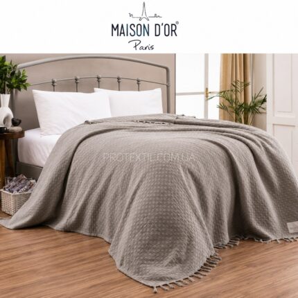 Бавовняне плед покривало Maison D'or My Favorite Beige 120x240 см 220x240 см Купити