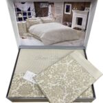 Комплект постільної білизни сатин люкс Maison D'or Rose Marine Beige Сімейний Купити
