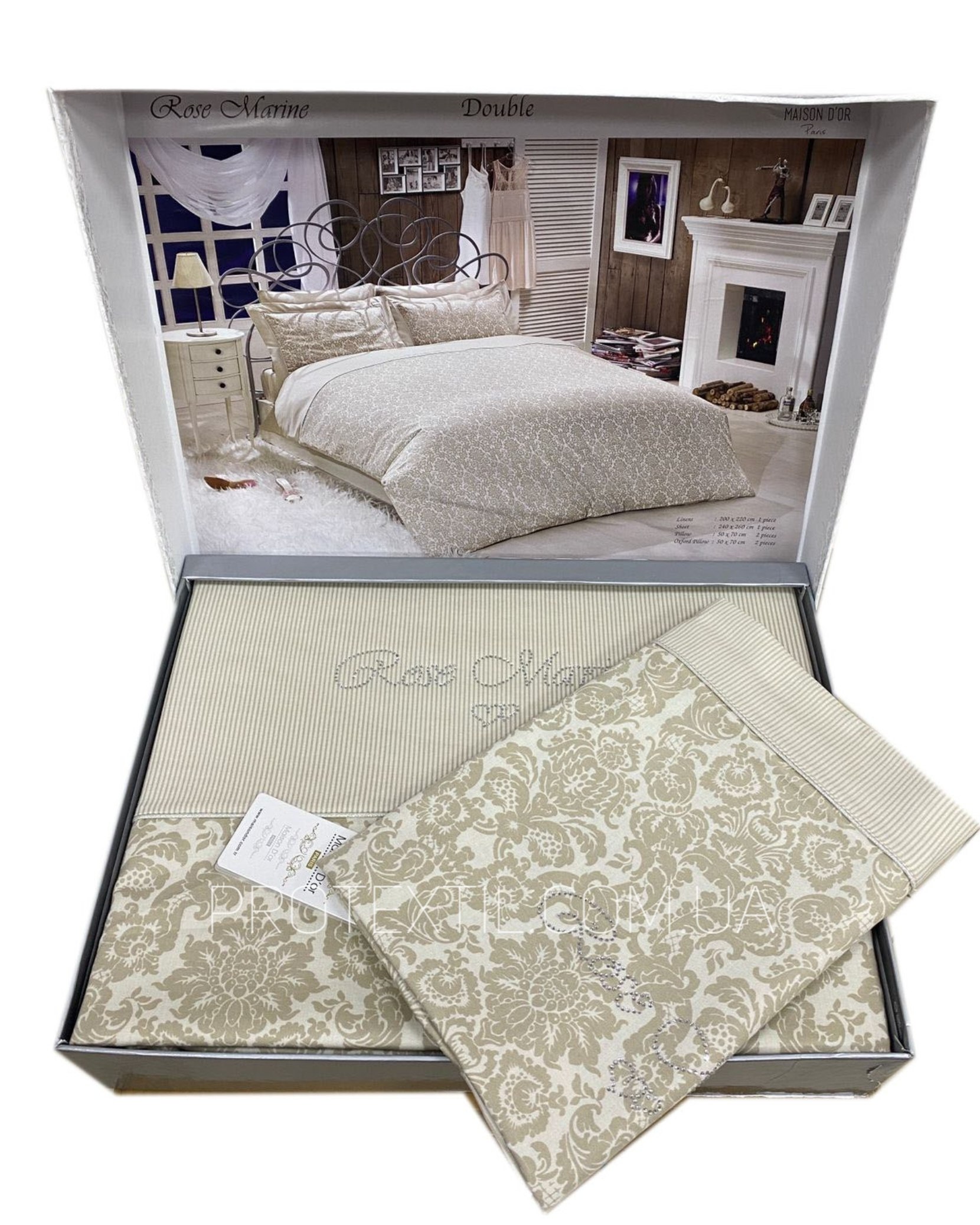 Комплект постільної білизни сатин люкс Maison D'or Rose Marine Beige Сімейний Комплект постільної білизни сатин люкс Maison D'or Rose Marine Beige Сімейний Купити