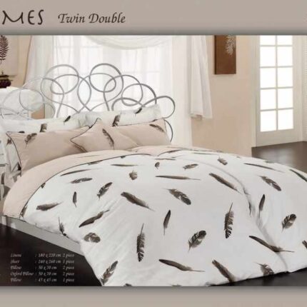 Комплект постільної білизни сатин Maison D'or Plumes Beige Сімений купити
