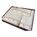 Подарунковий набір рушників Maison D'or Ruffle Love Ecru-Pink — изображение 2