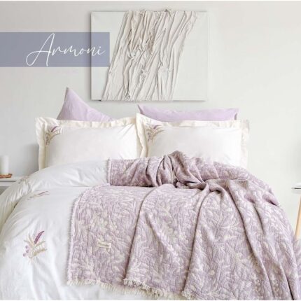 Постільна білизна з мусліновим пледом-піке Istanbul Armoni Lilac Євро купити