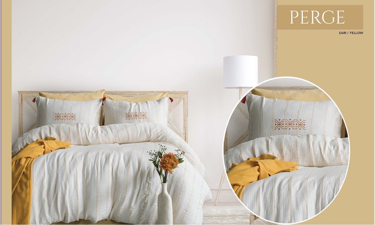 Постільна білизна з мусліновим пледом Istanbul Perge Sari Євро Постільна білизна з мусліновим пледом Istanbul Perge Sari Євро купити