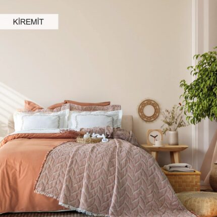 Постільна білизна з пледом піке Istanbul Dafne 200x220 см Kiremit Купити
